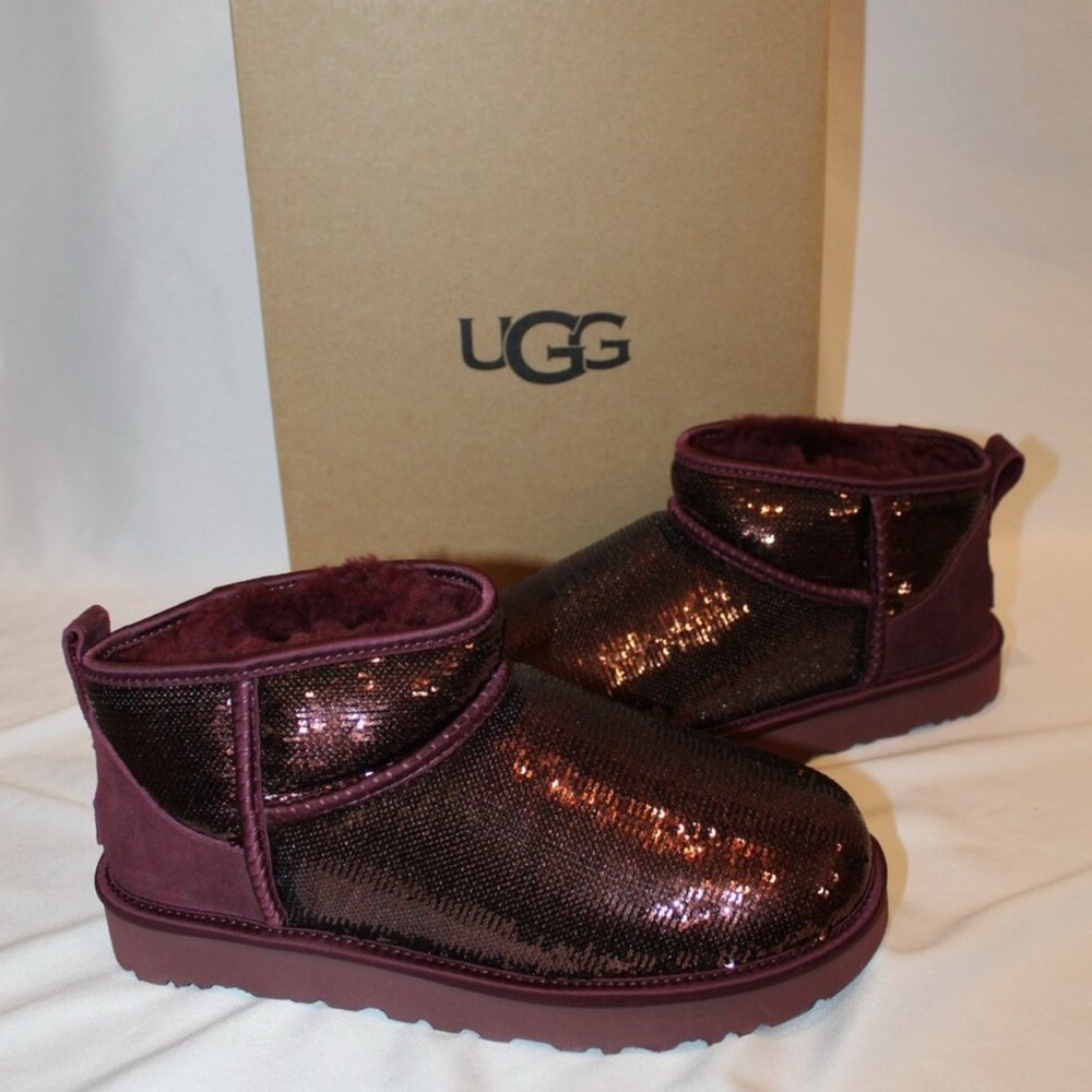 UGG Women's Classic Ultra Mini Mirror Ball Boot
Color: Wild Grape 
Size: 8